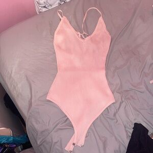 Fashion nova pink ribbed bodysuit